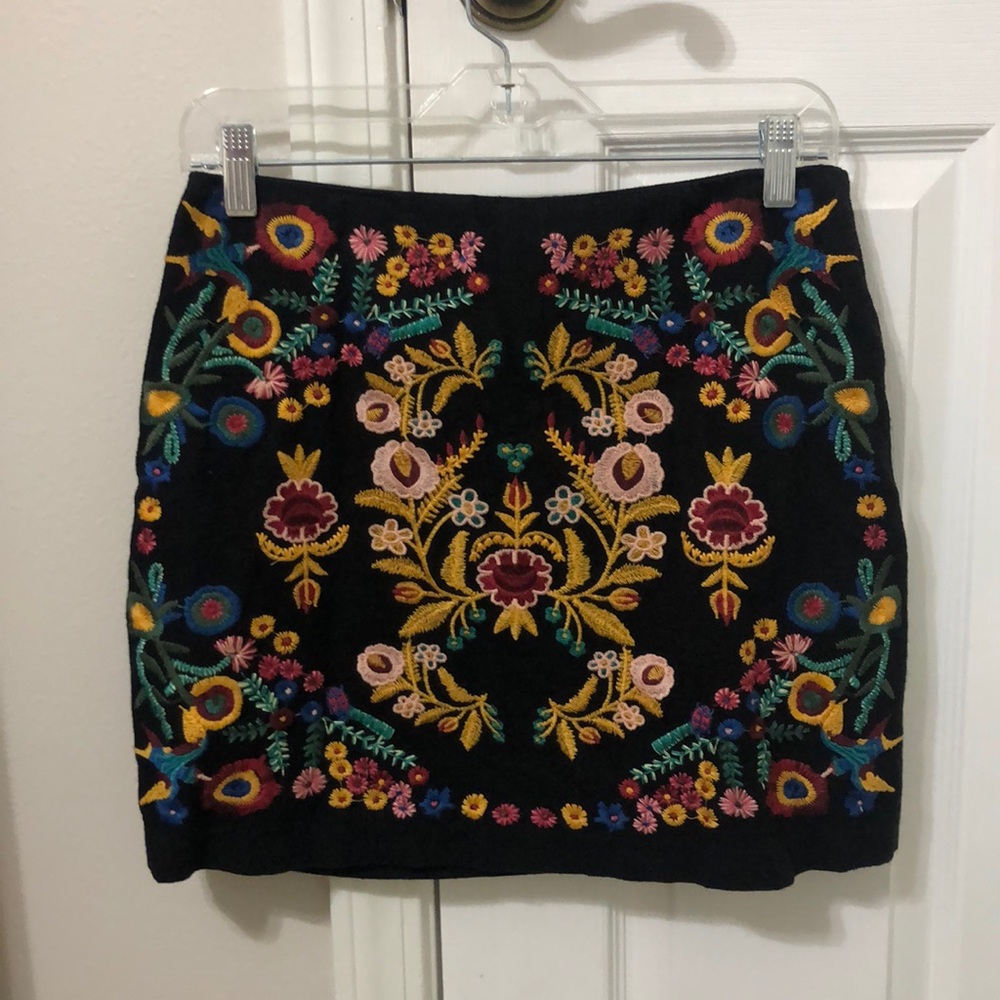 Embroidered Black Skirt